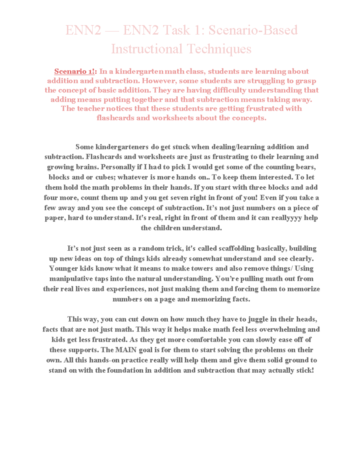 ENN2 Task 1: Effective Instructional Techniques for Math in ...