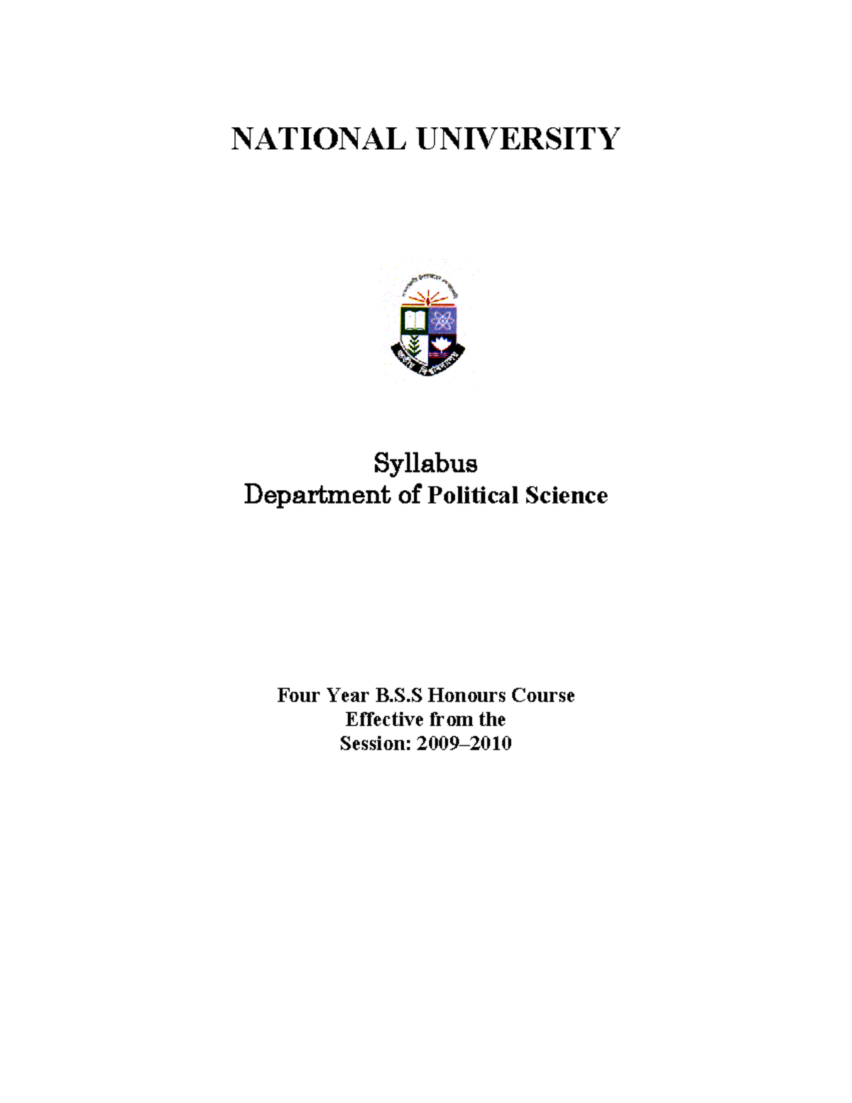 79 Political-Science-1st-Year - NATIONAL UNIVERSITY Syllabus Department ...