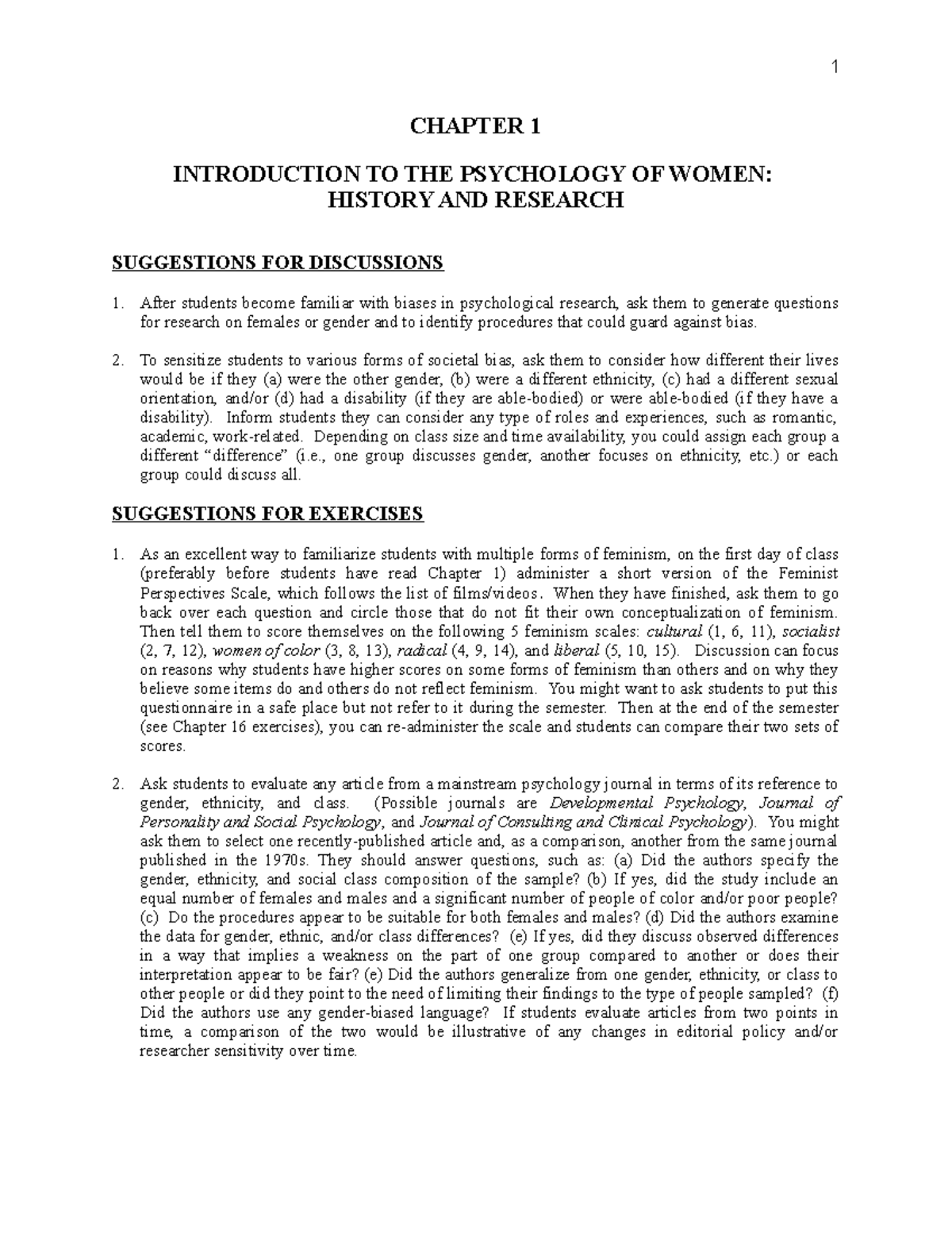 Chapter 1 - Lecture notes 1 - CHAPTER 1 INTRODUCTION TO THE PSYCHOLOGY ...