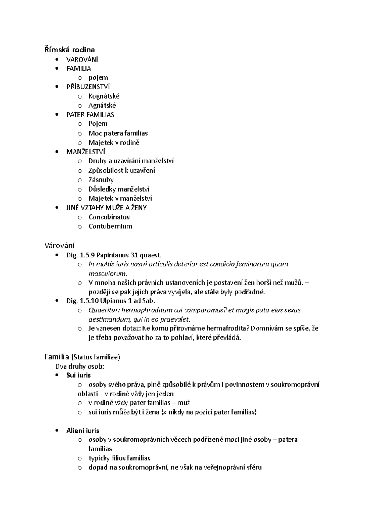 Římská rodina - přednáška - Římská rodina VAROVÁNÍ FAMILIA o pojem ...
