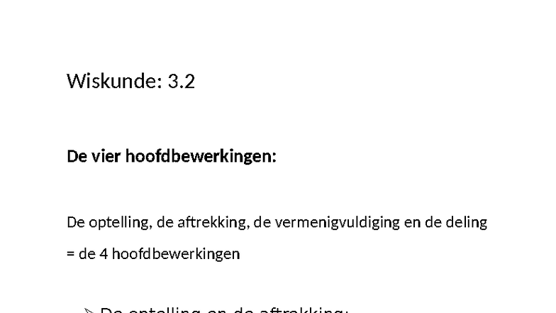 Wiskunde 3 - gwn - Wiskunde: 3. De vier hoofdbewerkingen: De optelling ...