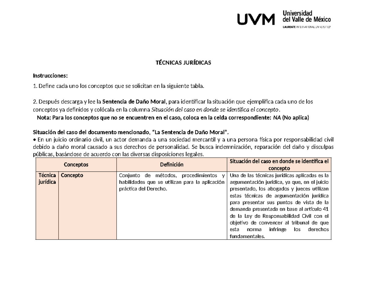 A6 ADZ - actividad - TÉCNICAS JURÍDICAS Instrucciones: 1. Define cada ...