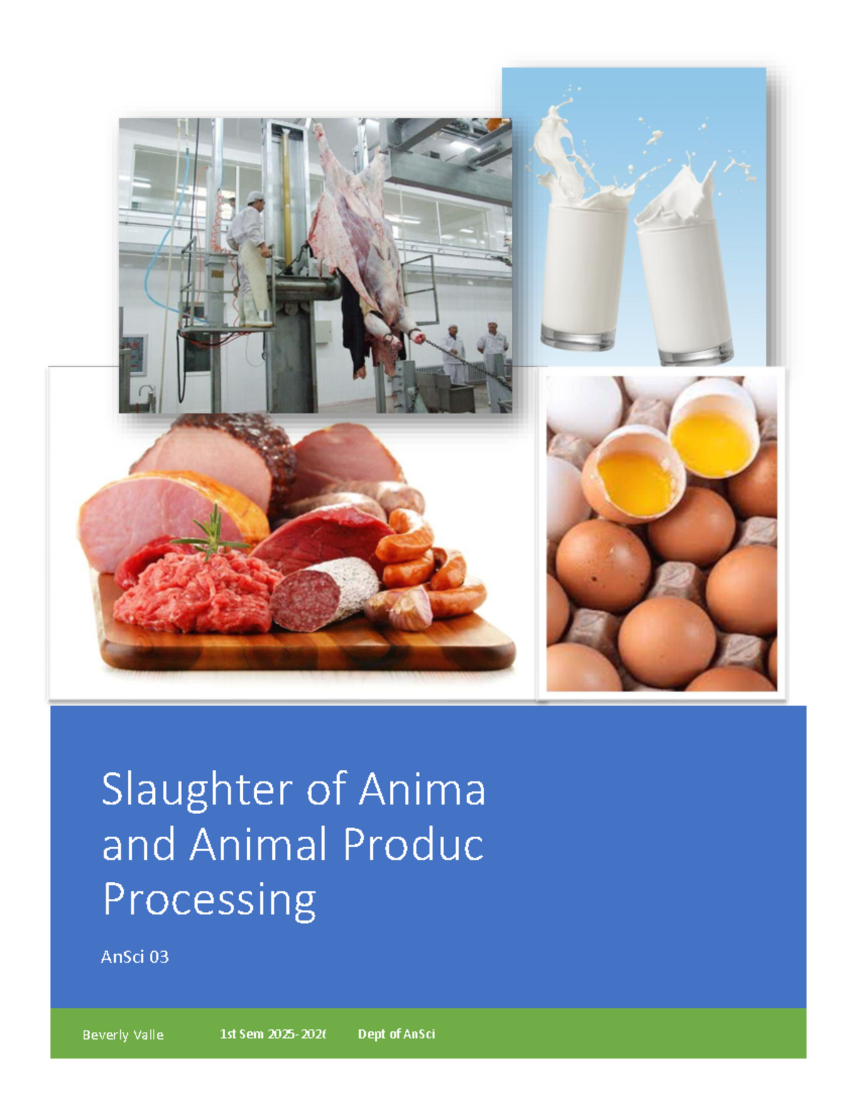 Introduction to Slaughtering of Animals and Processing AnSci 03 - Studocu