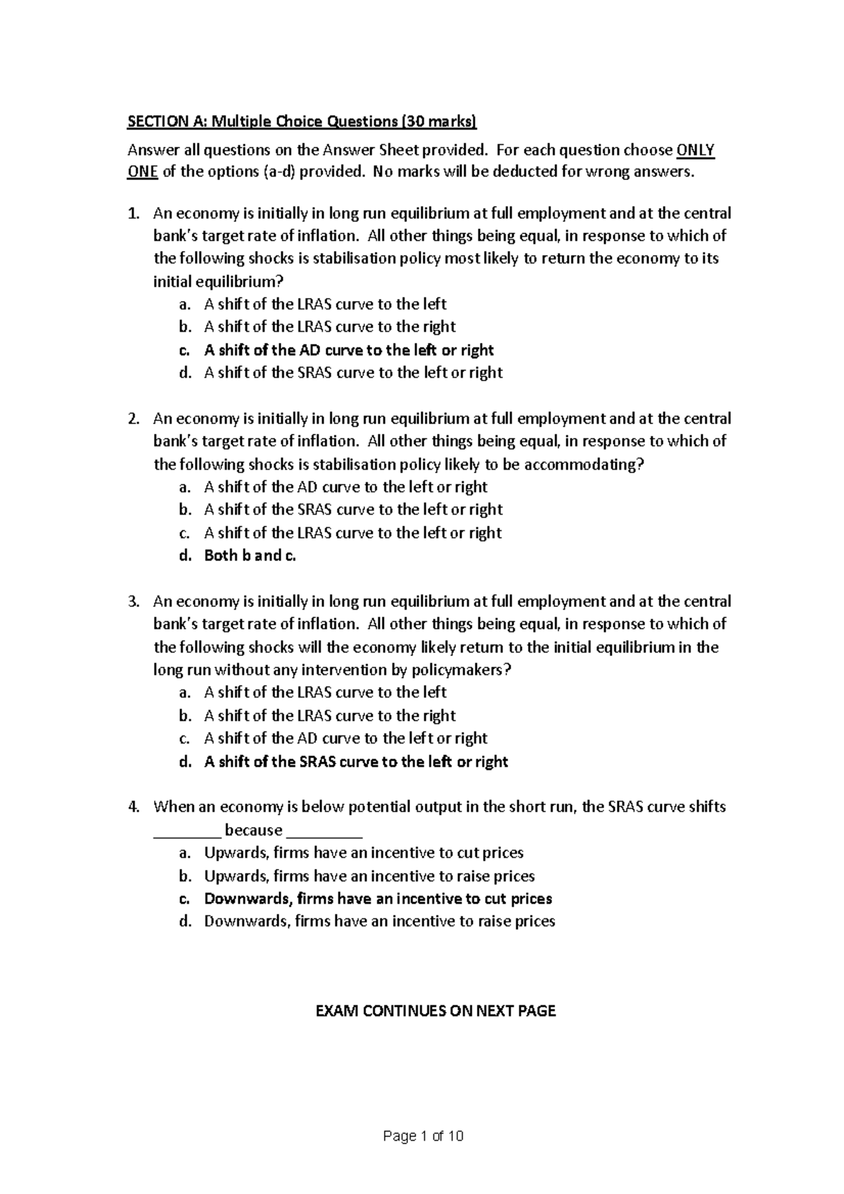 ECON 101: Practice Final Exam Questions and Answers Guide - Studocu