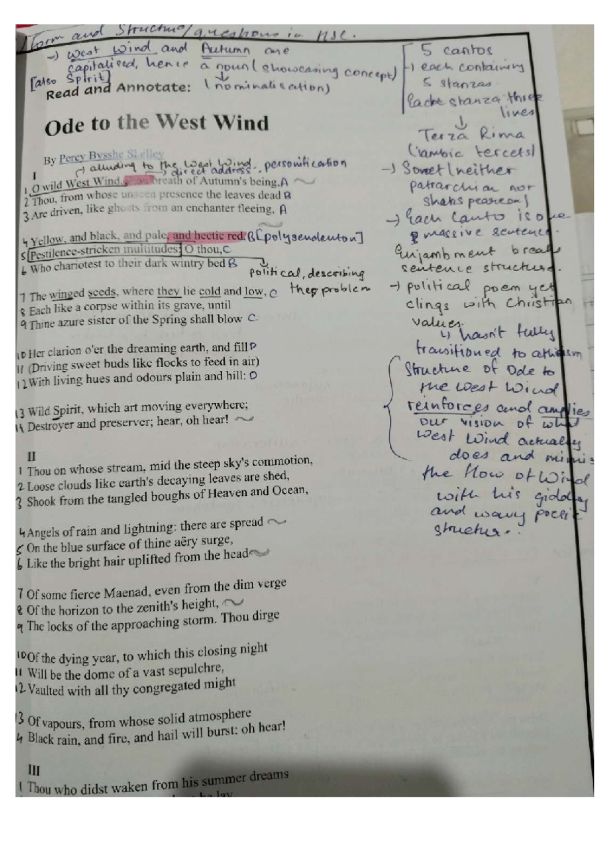 Ode to the West Wind Techniques and Analysis (ENG 101)