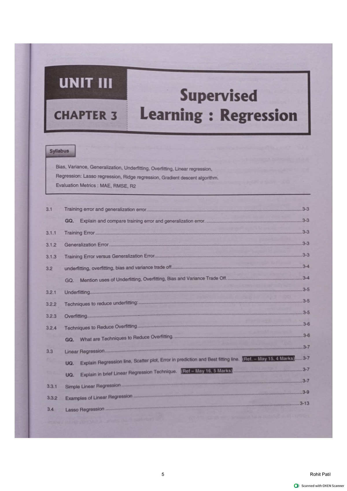 Machine Learning (SPPU Sem 7 Comp.) - Supervised Learning: Regression ...