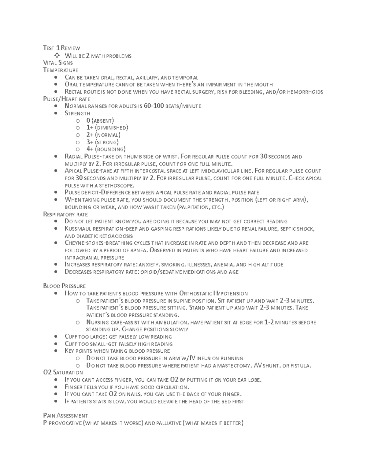 Study Guide - Fundamentals (NURS 101) for Test 1 Review - Studocu