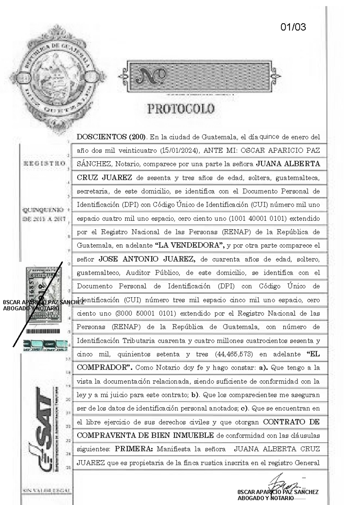 Contrato de Compraventa de Bien Inmueble - Escritura Pública 200 - Document Preview