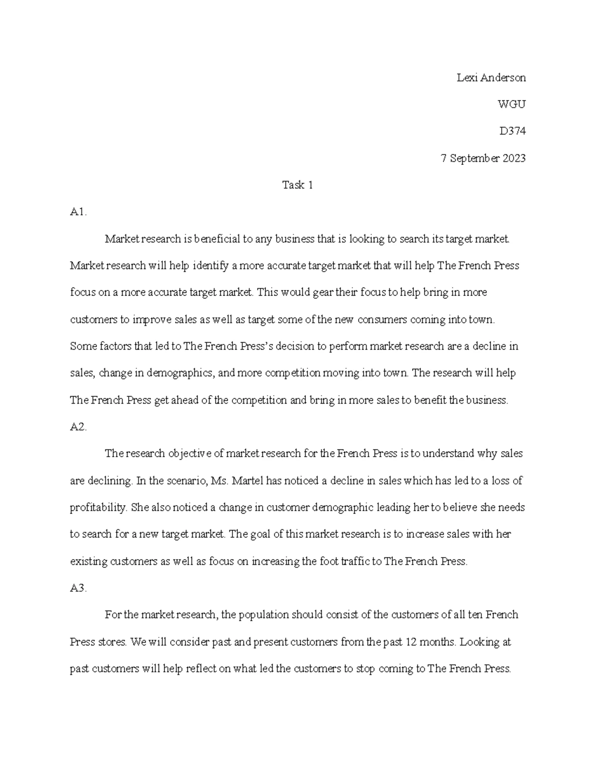 VOM2 Task 2 Part C - Quantitative Primary Research Survey Questions ...