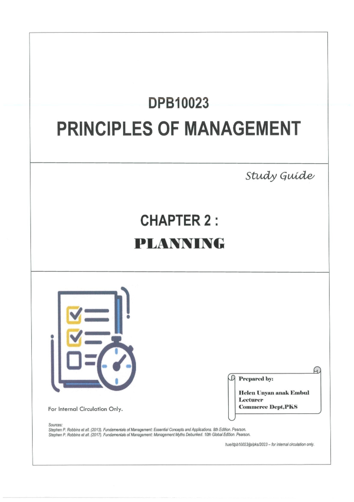 DPB10023 Principles of Management Chapter 2 Planning Study Notes - Studocu
