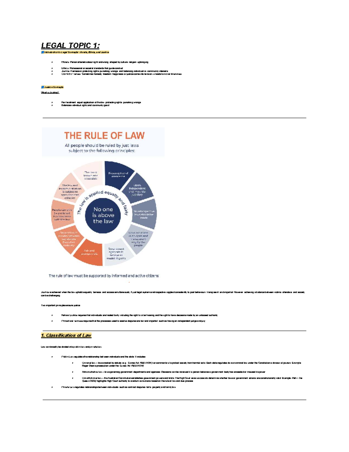 LEGAL NOTES: Intro to Legal Concepts, Justice, and Law Classification ...