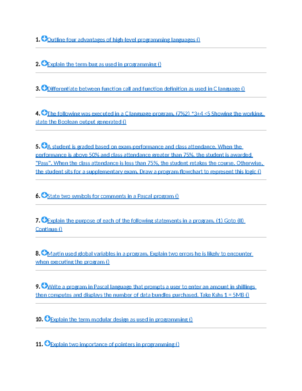 Structured Programming Exam Paper 2022 (C/Pascal) - Studocu