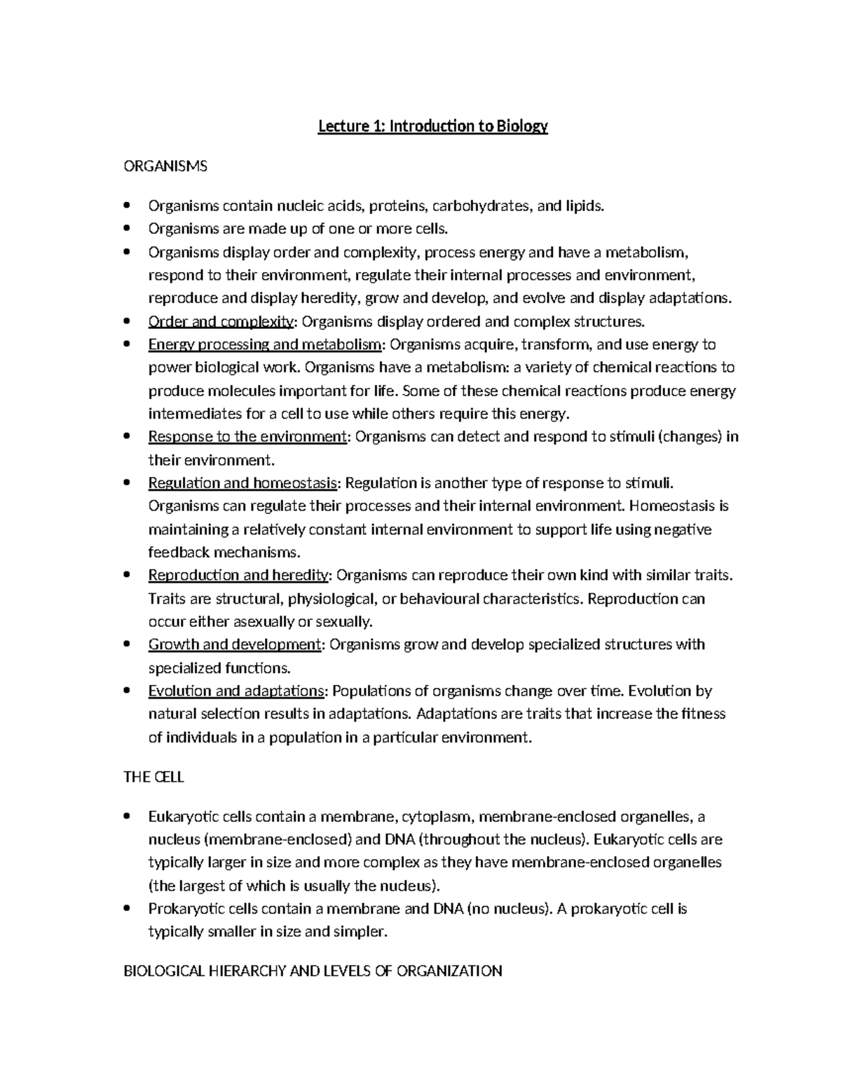 Bio 1 Final Exam Study Guide - Key Concepts and Summaries for General ...