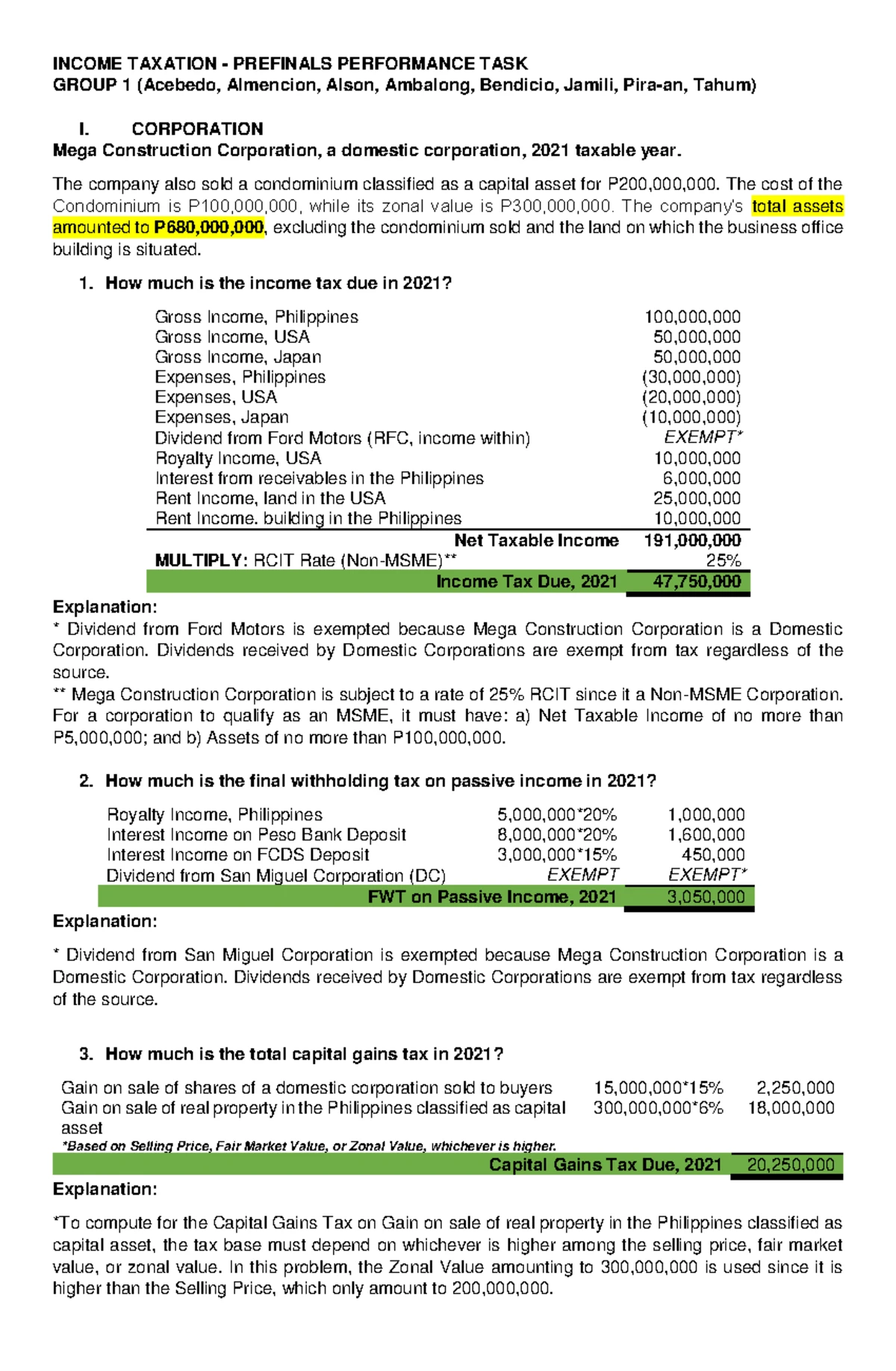 Income Taxation Reviewer: Prefinals Summary on Corporations and ...