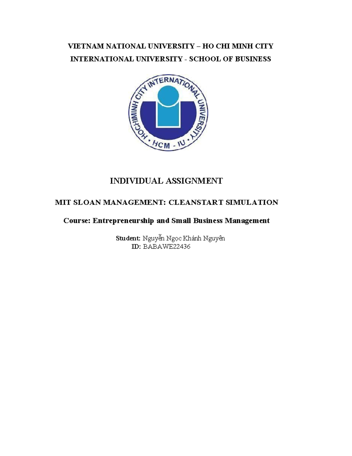 MIT Sloan Management: CleanStart Simulation Report on Strategic ...