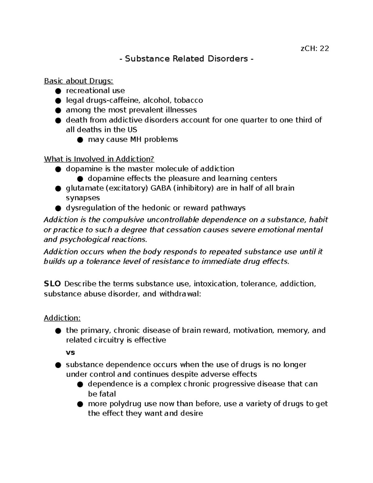 Substance Related Disorders (Course Code: CH 22) - Understanding ...