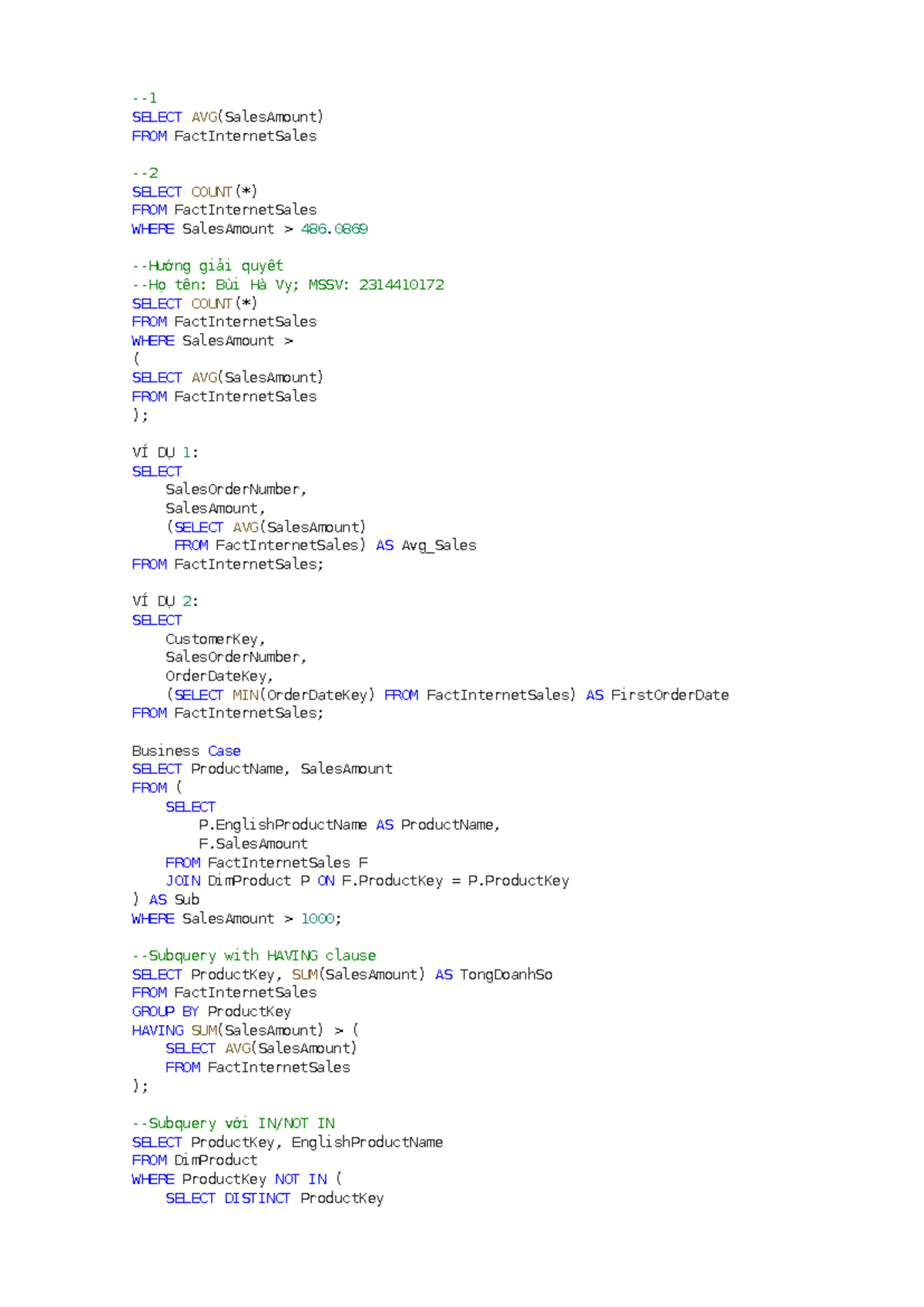 SQL Queries and Subqueries Analysis for Course 2207 - Studocu