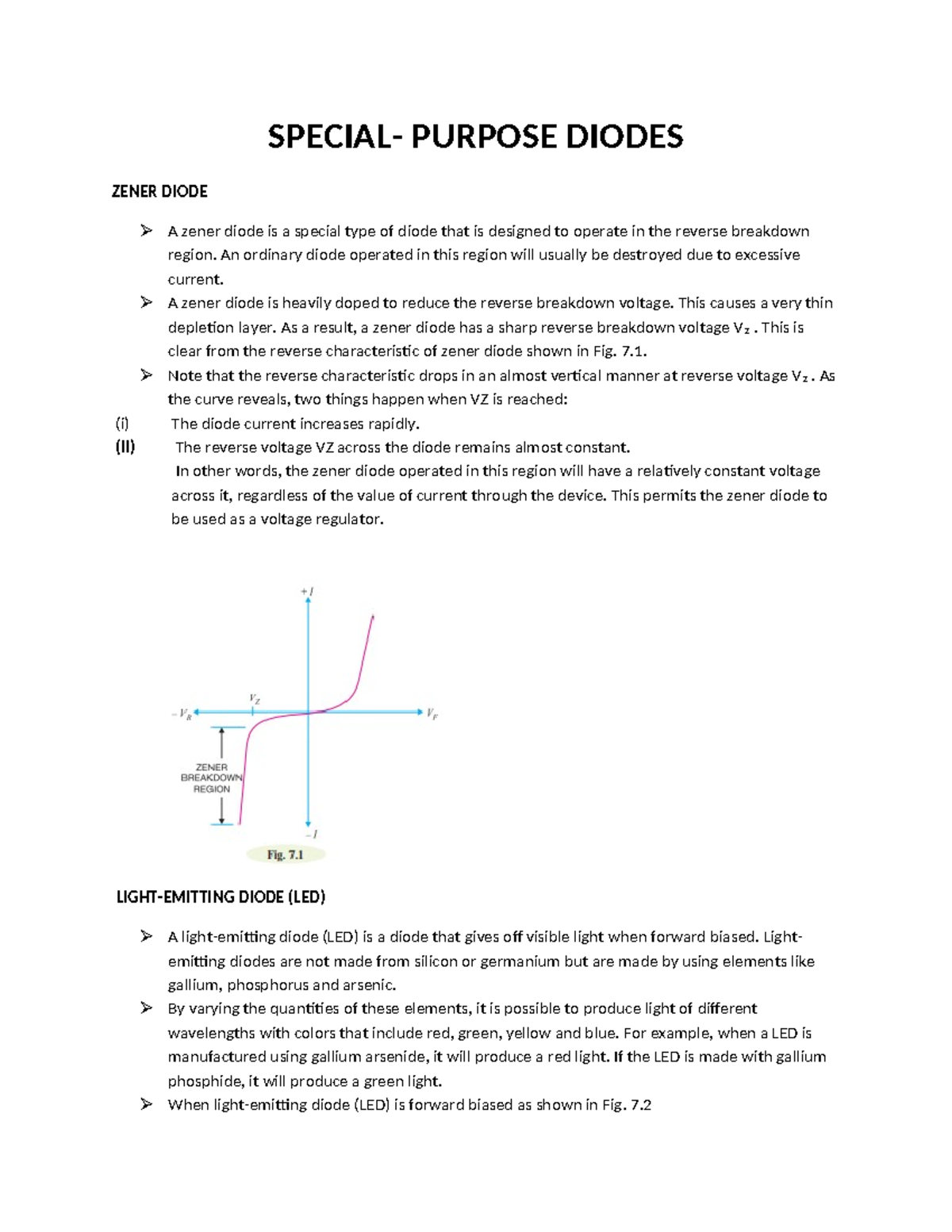 Special- Purpose Diodes - SPECIAL- PURPOSE DIODES ZENER DIODE A zener ...