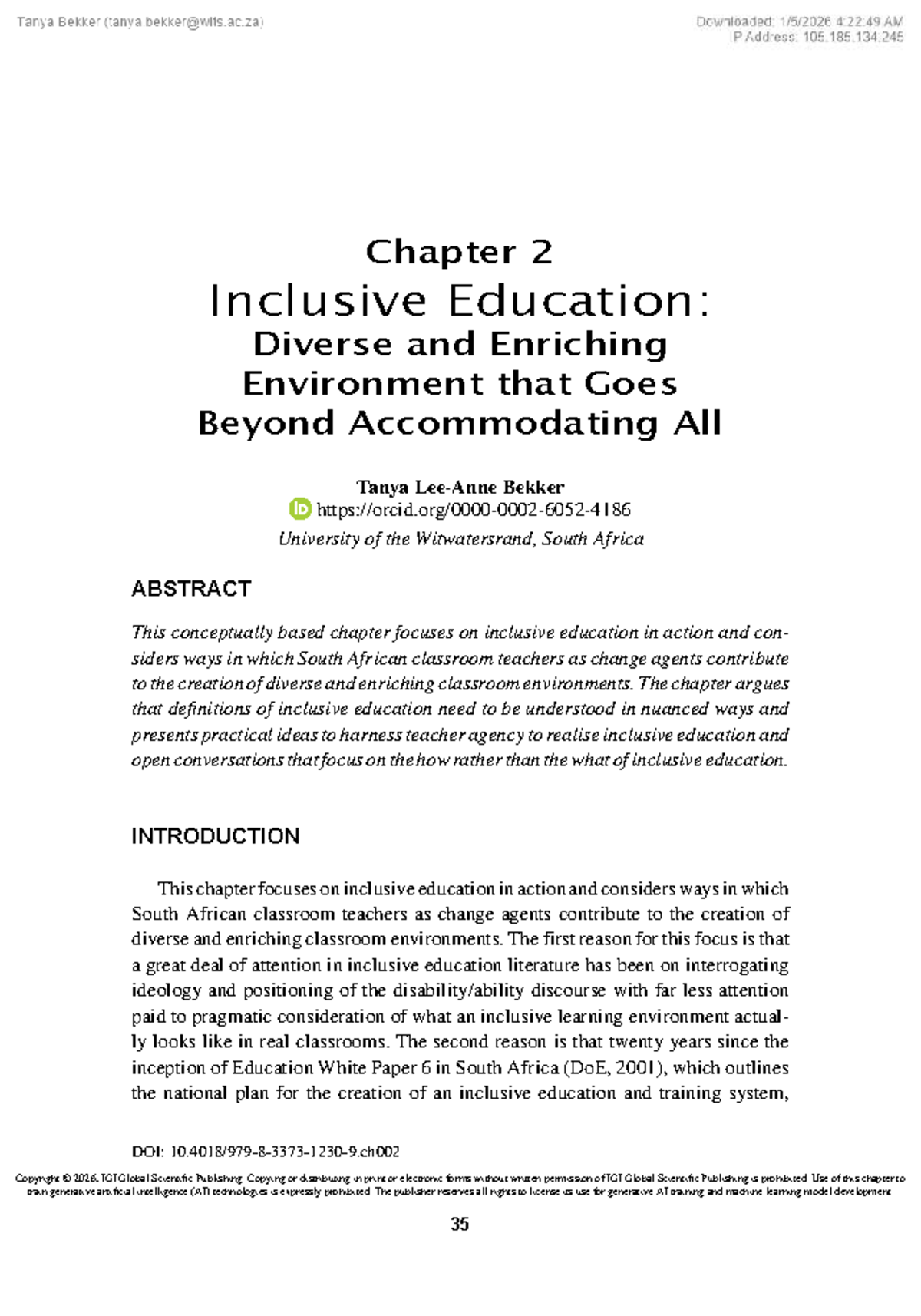 Chapter 2: Inclusive Education - Diverse and Enriching Environments ...