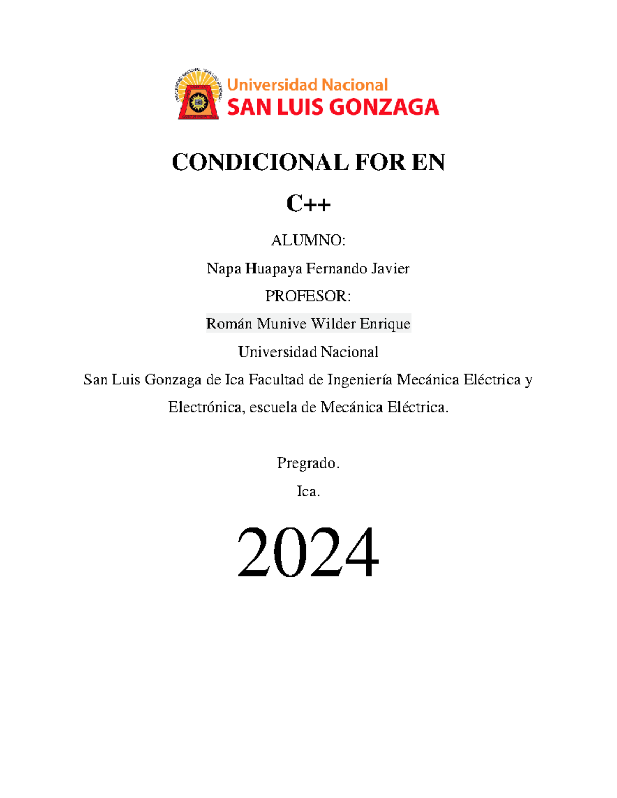 Bucle FOR en C++: Sintaxis y Operación - Pregrado 2024 - Studocu