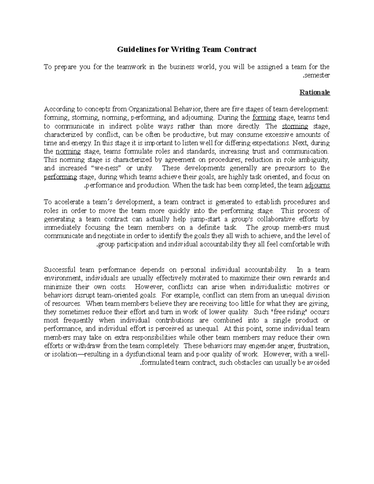 Team Contract Guidelines - Final Exam Preparation - Studocu