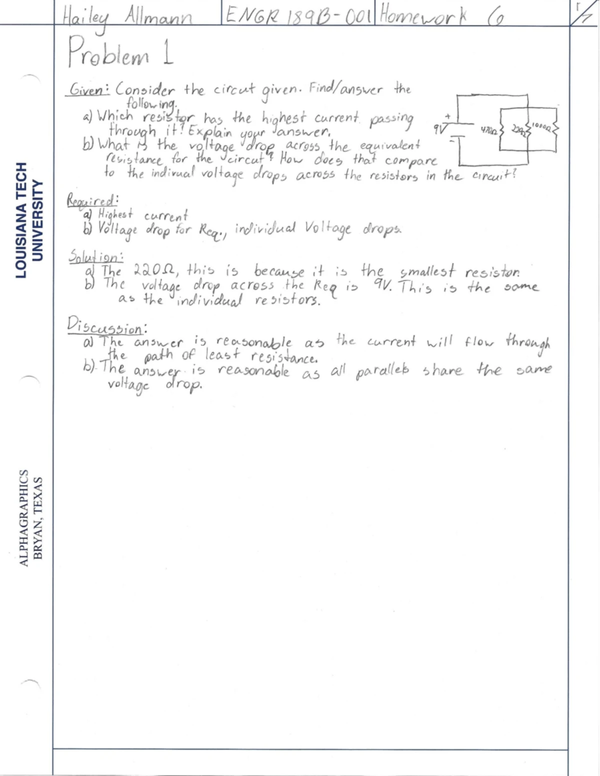 Homework 6 - Nicholas Lee HNRS 120 H03 Homework 6 NOTE: Use engineering ...