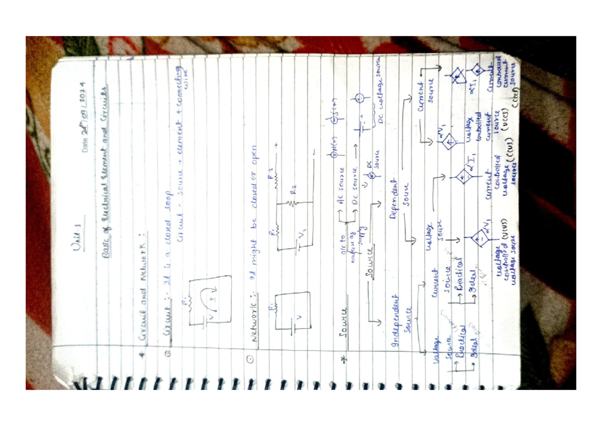 BEE Notes: Unit I - Basics of Electrical Elements & Circuits - Studocu