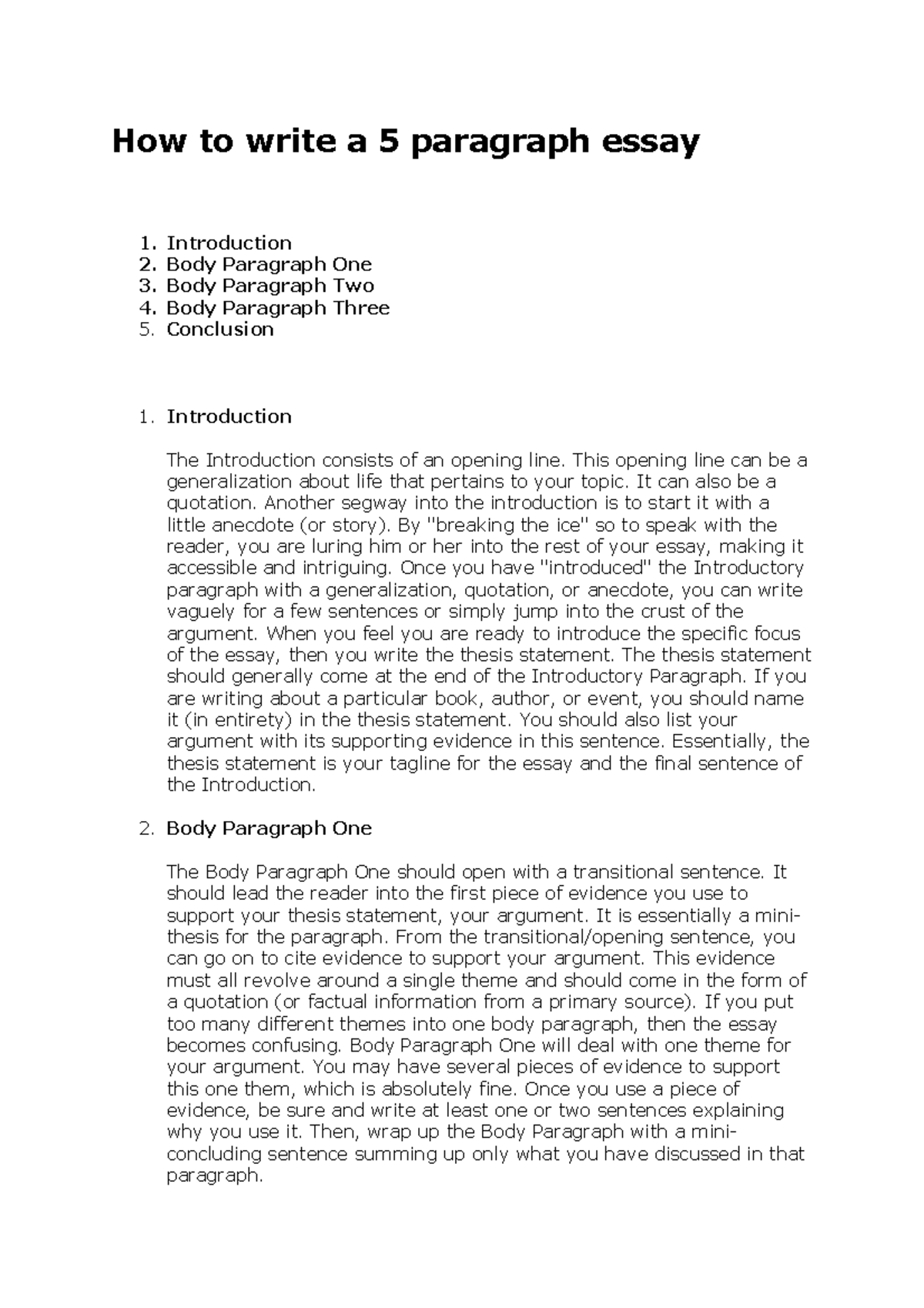 How to Structure a 5 Paragraph Essay: A Student's Guide - Studocu