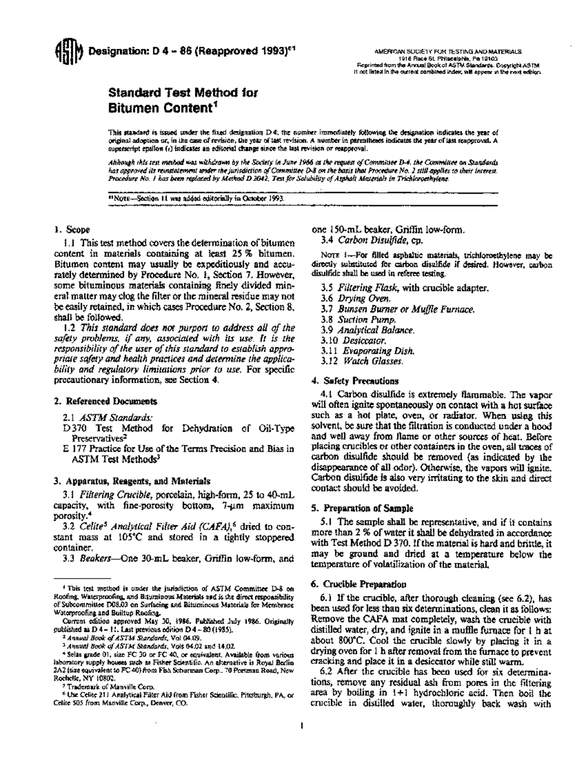 Standard Test Method for Bitumen Content (D04) - Studeersnel