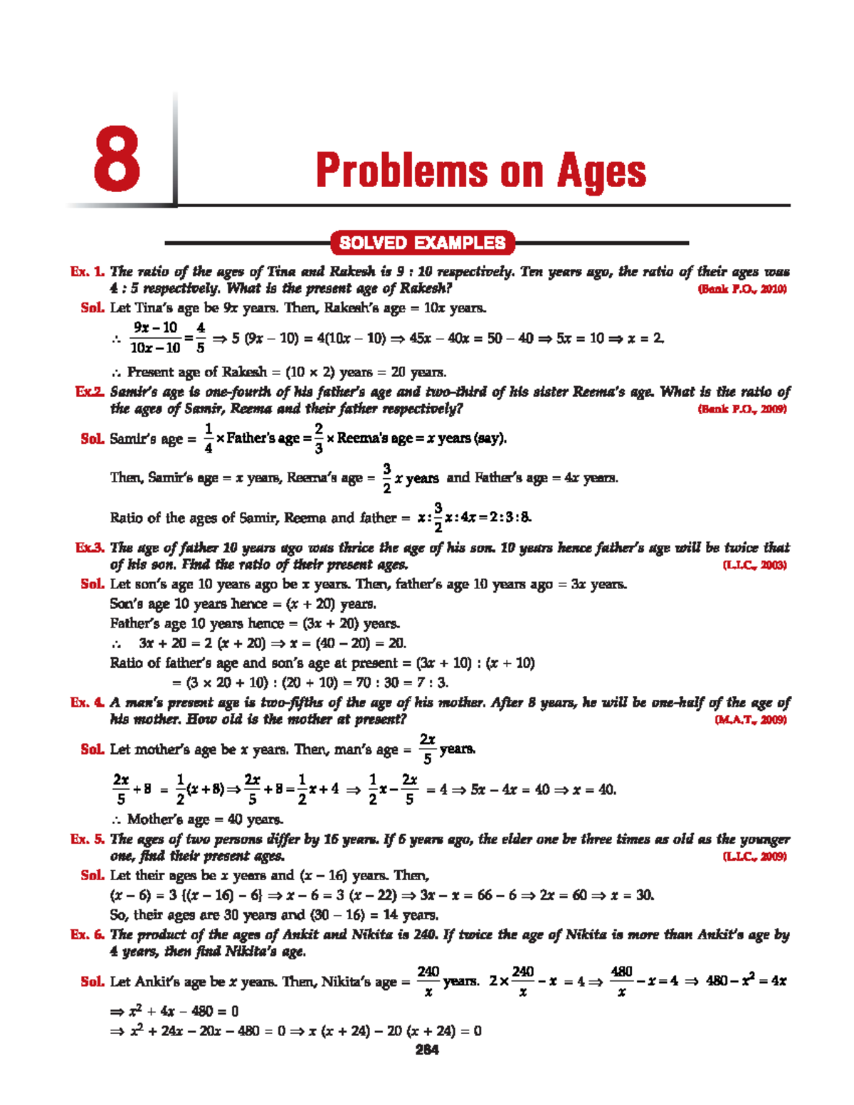 Age Problems: Solved Examples and Solutions (Bank P.O. & L.I.C.) - Studocu