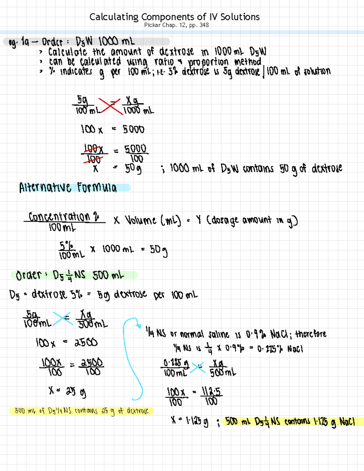 IV Therapy Dosage Calculation: Solutions & Flow Rates Examples - Studocu
