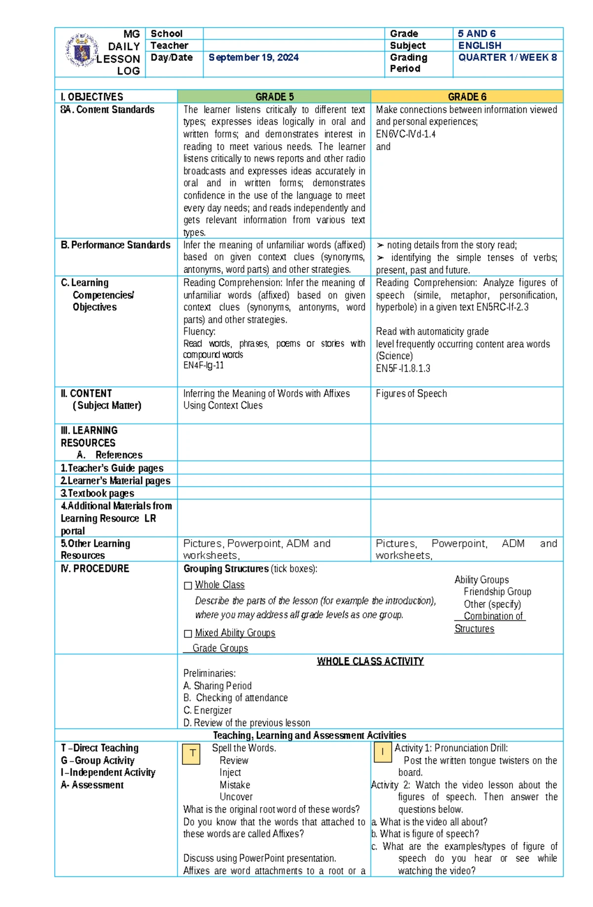 DLL Mapeh-3 Q4 W4 - lesson - GRADE 3 DAILY LESSON LOG School: CAMP 7 ...