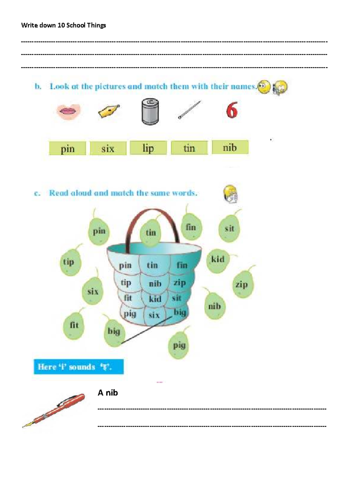 School Activities and Rhyming Words Exercise - Studocu