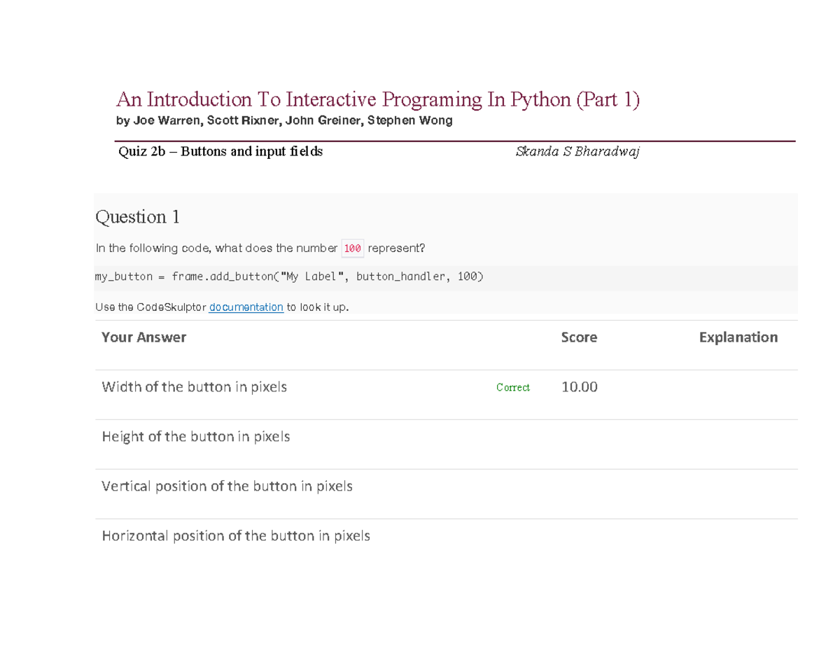 Quiz 2b - Buttons and input fields - An Introduction To Interactive ...