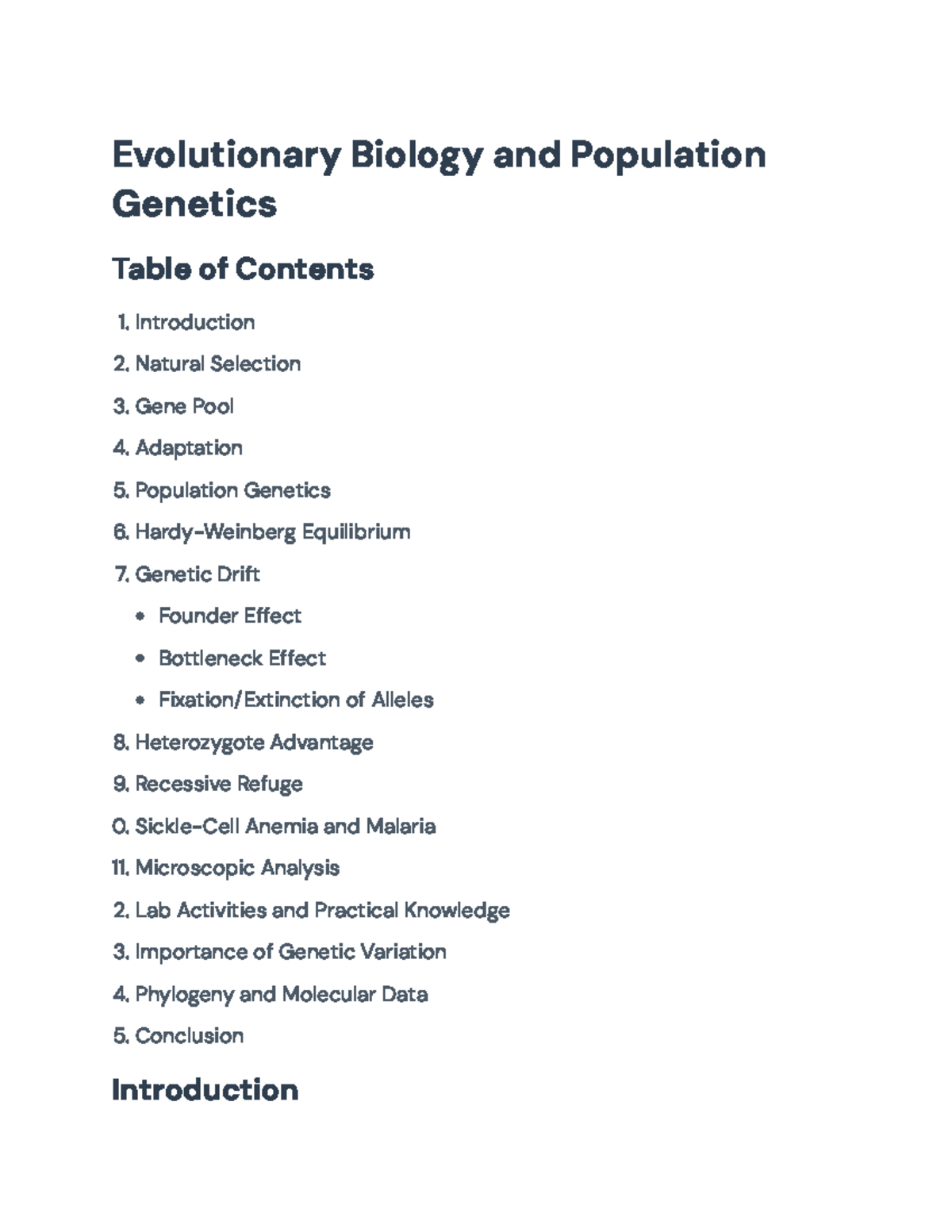 Evolutionary Biology & Population Genetics Concepts: A Comprehensive ...