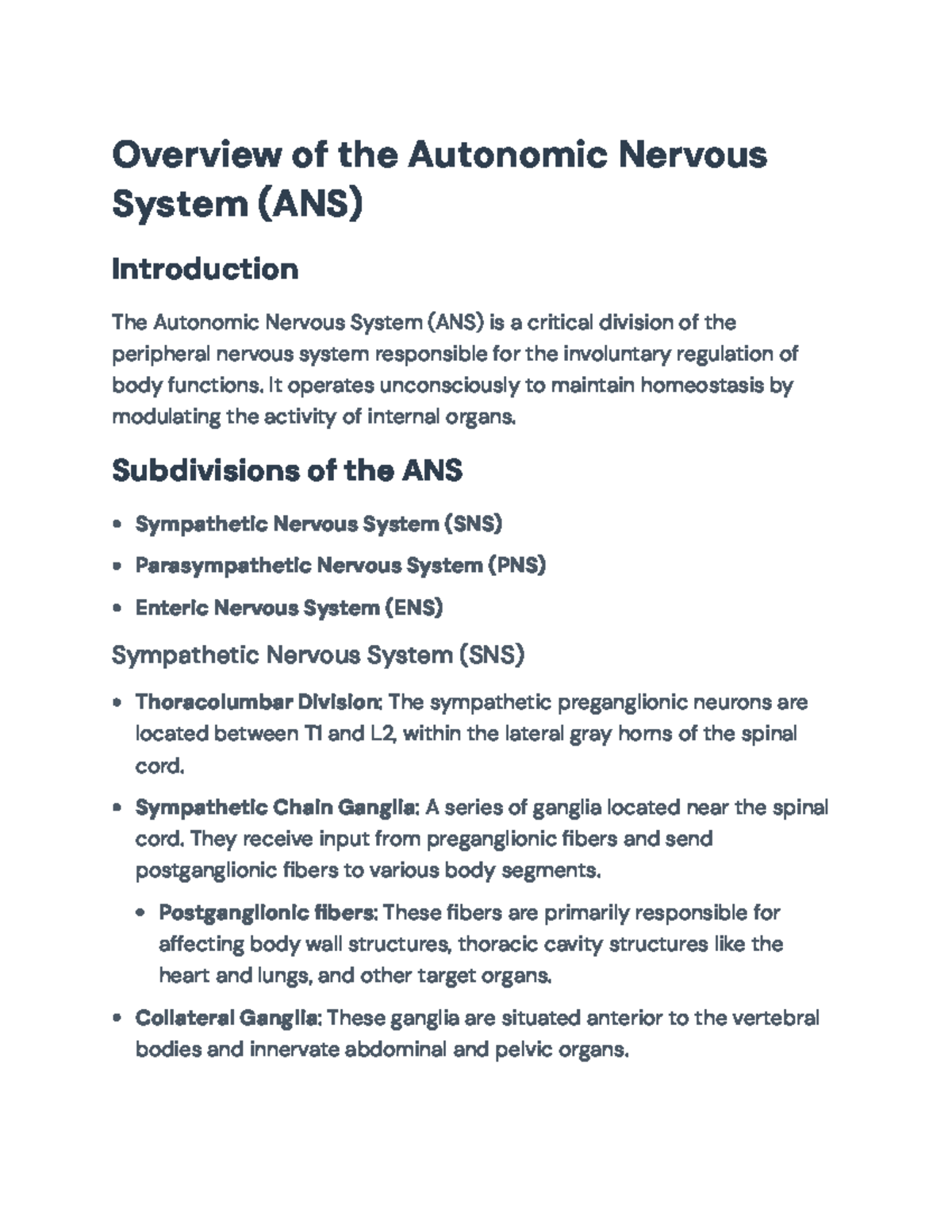 Title: Comprehensive Overview of the Autonomic Nervous System (ANS ...