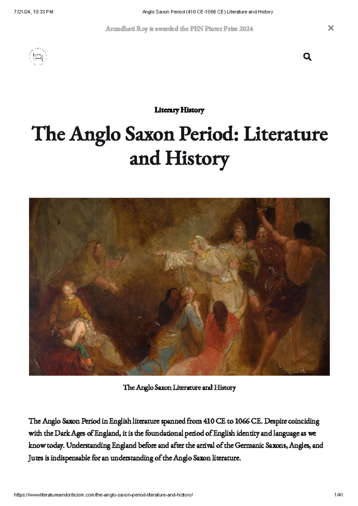 Anglo Saxon Period Literature & History (410 CE-1066 CE) Overview - Studocu