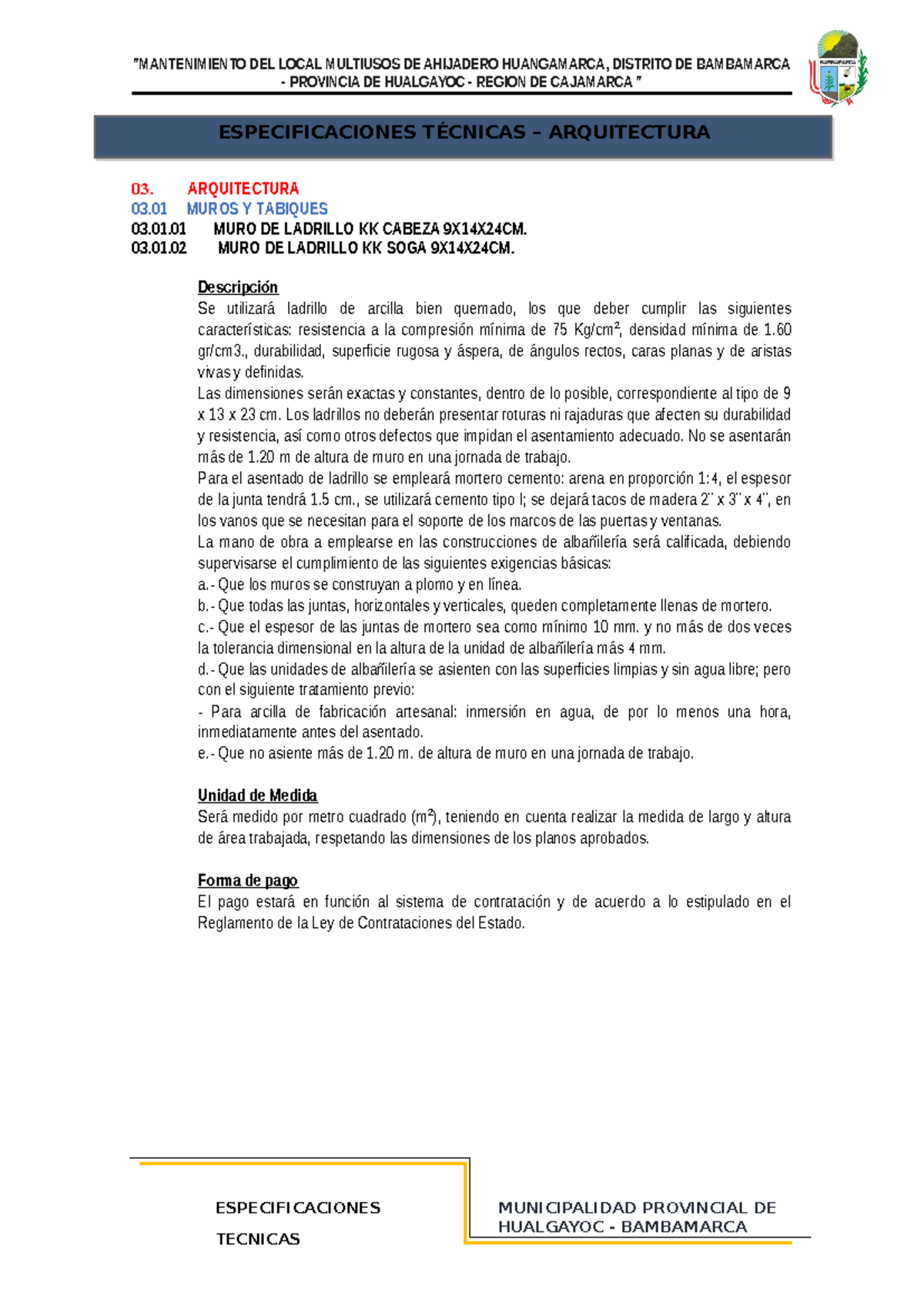 E.T- Arquitectura - FGHBN - ESPECIFICACIONES MUNICIPALIDAD PROVINCIAL ...