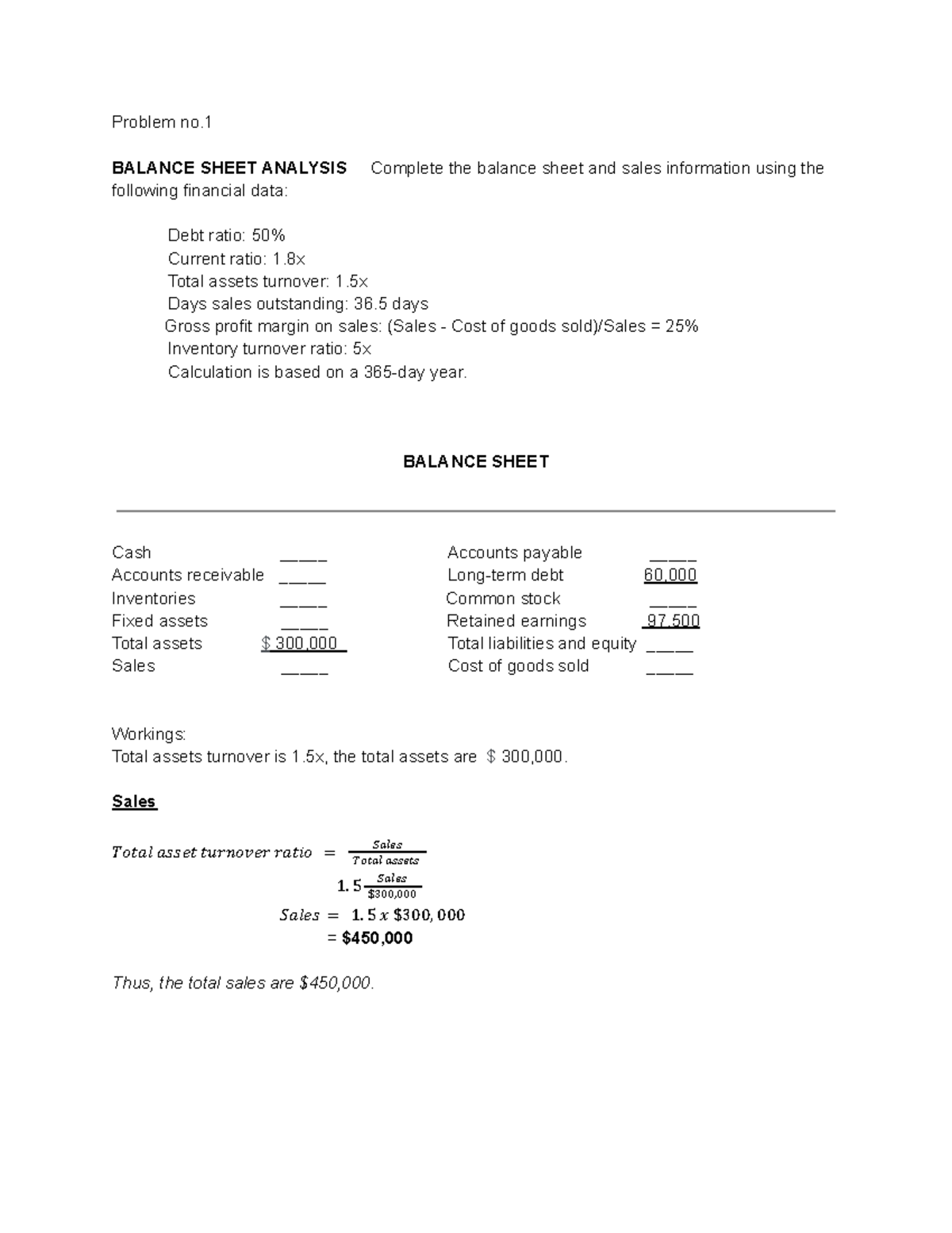 Intermediate Accounting 3: Balance Sheet Analysis Practice Problem ...