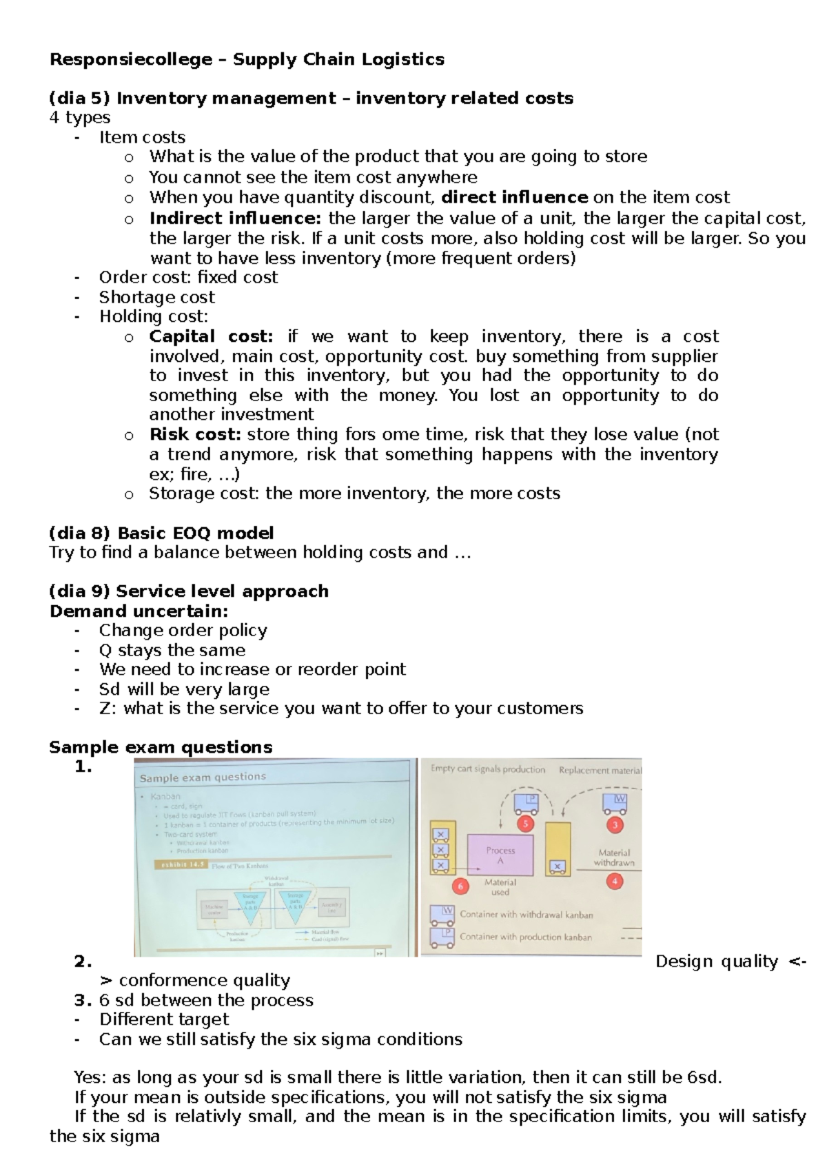 Responsiecollege Supply Chain Logistics (DIA 5): Inventory Management ...