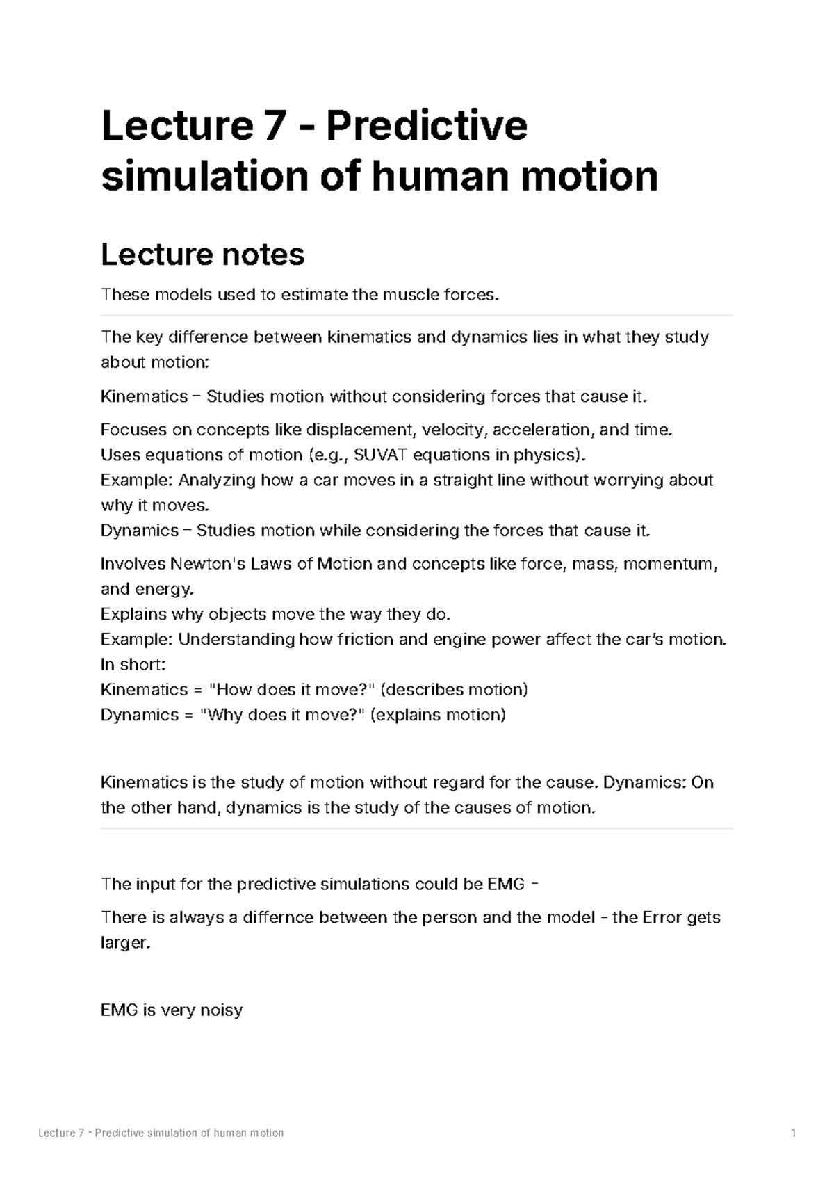 Lecture 7 Notes: Predictive Simulation of Human Motion Dynamics ...