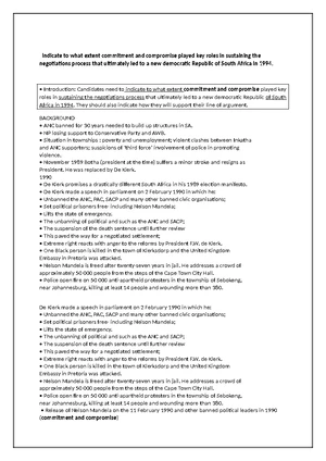GR12 Negotiations Essay: Commitment & Compromise in SA's 1994 ...