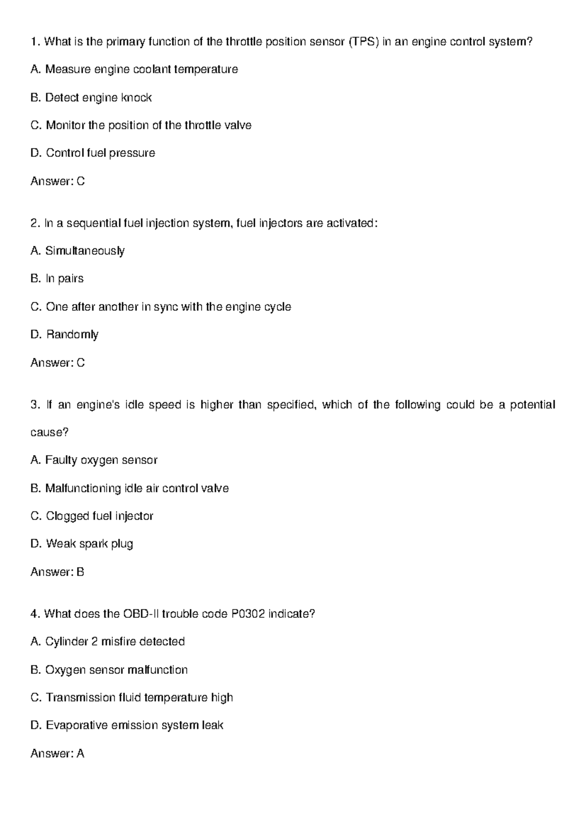 Engine Control Quiz (EC 101): 15 Key Questions & Answers - Studocu