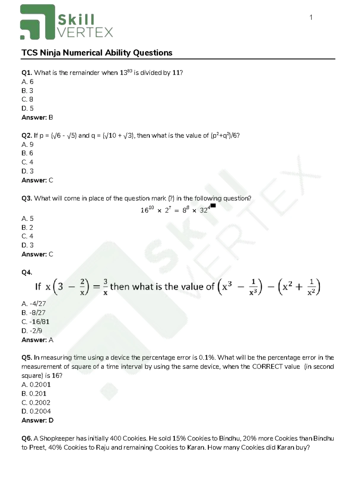 TCS NQT 12th Sep 2021 Slot 3 Numerical Ability Questions - Studocu