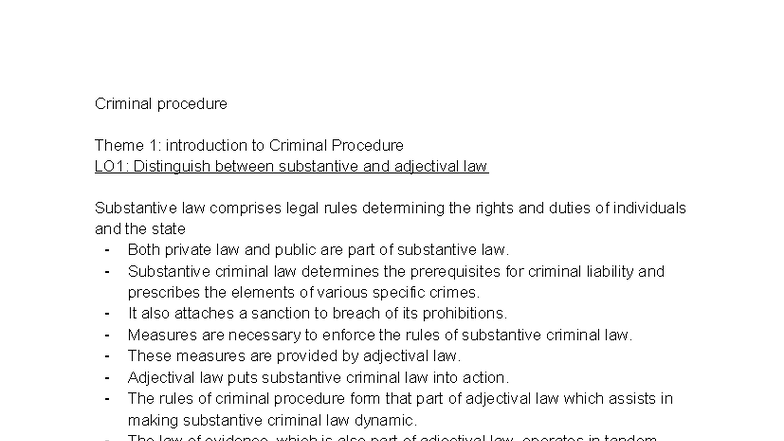 Criminal Procedure LU1: Introduction to Criminal Law and Justice System ...
