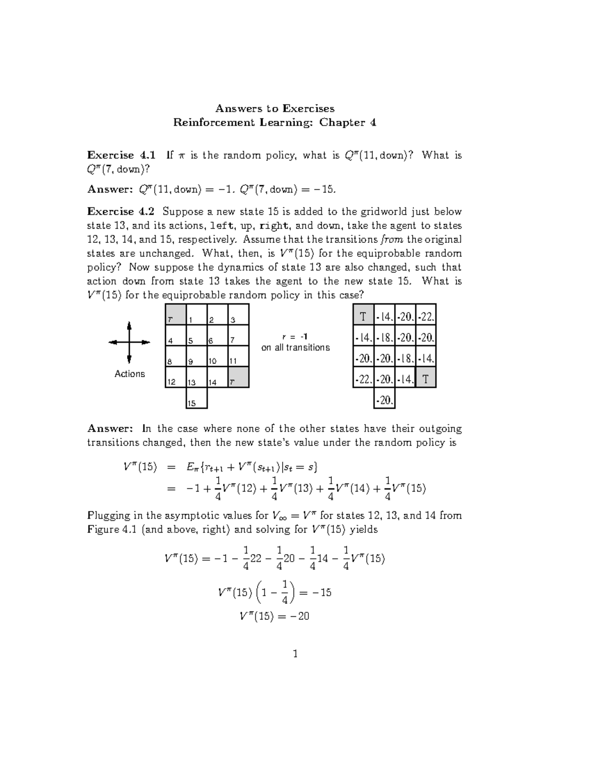 Reinforcement Learning: Chapter 4 Exercise Answers and Explanations ...
