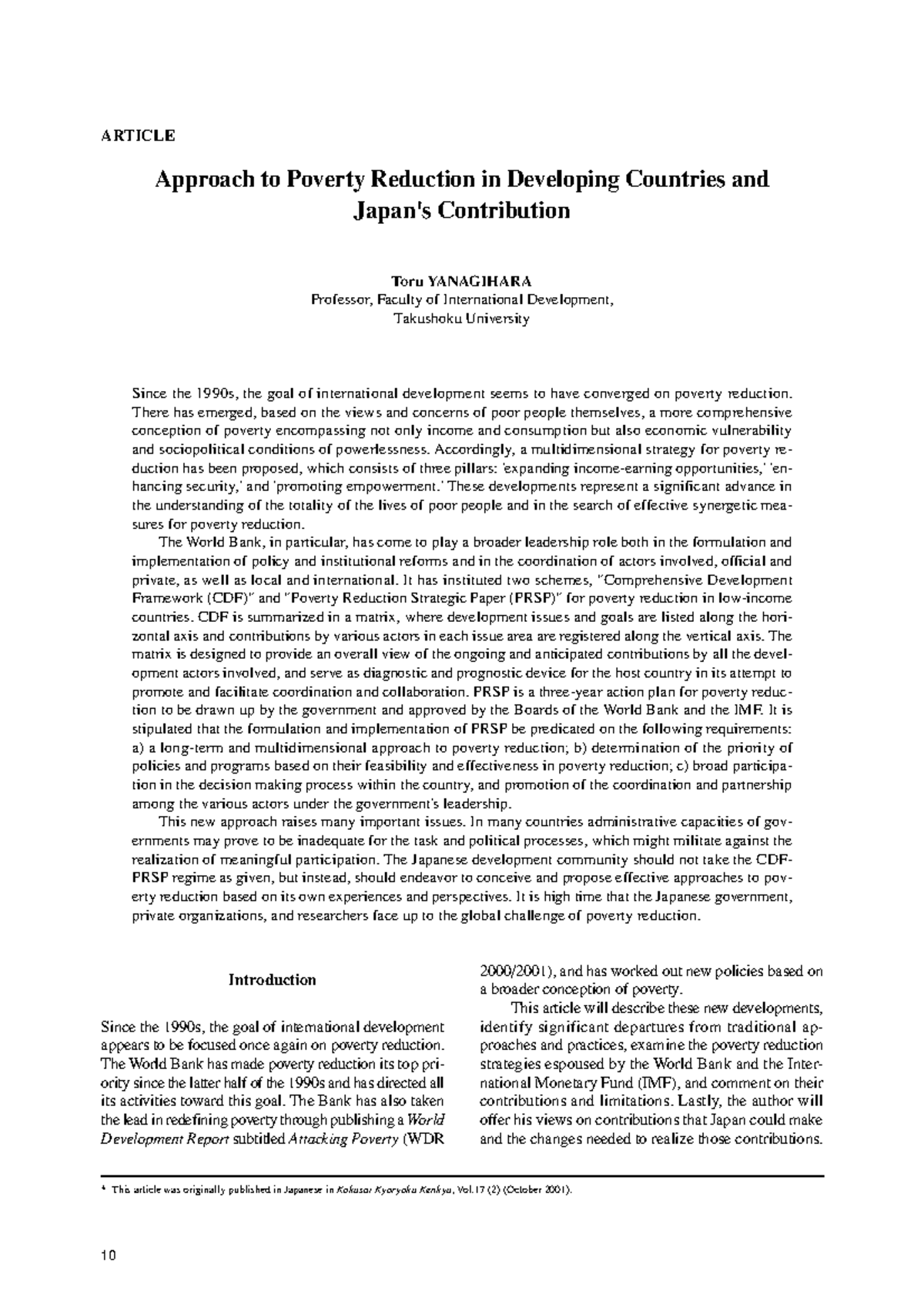 Articles 02 - ARTICLE Approach to Poverty Reduction in Developing ...