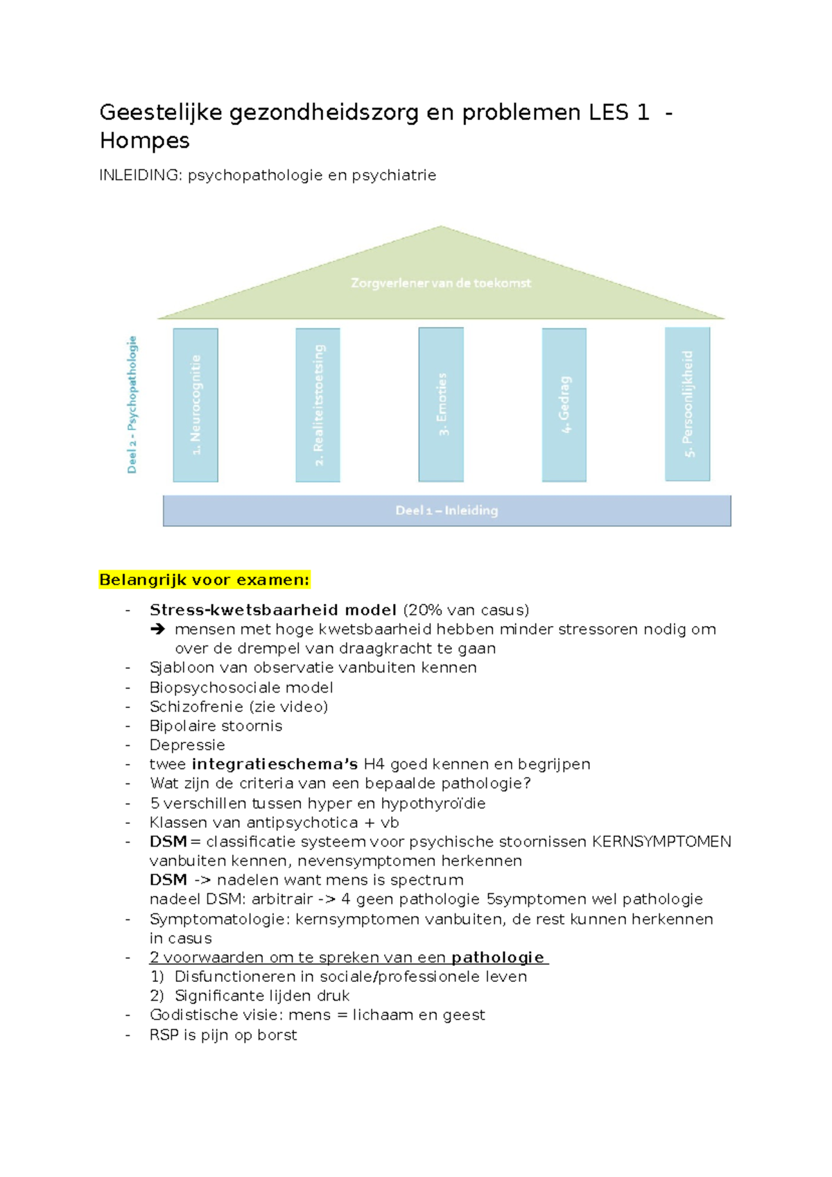 Geestelijke Gezondheidszorg en Problemen - Les 1 - Examenvoorbereiding ...
