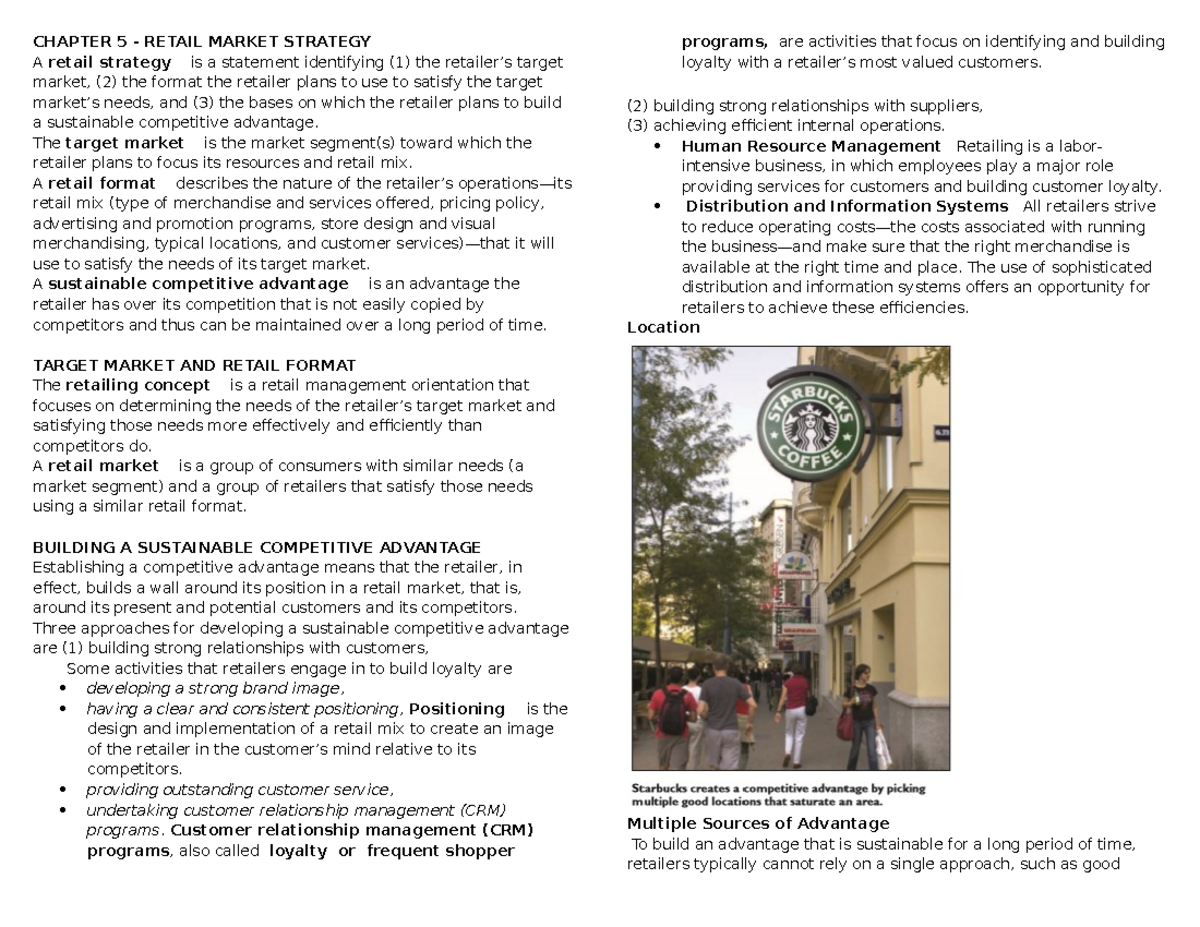 Chapter 5: Retail Management Strategies and Competitive Advantage - Studocu