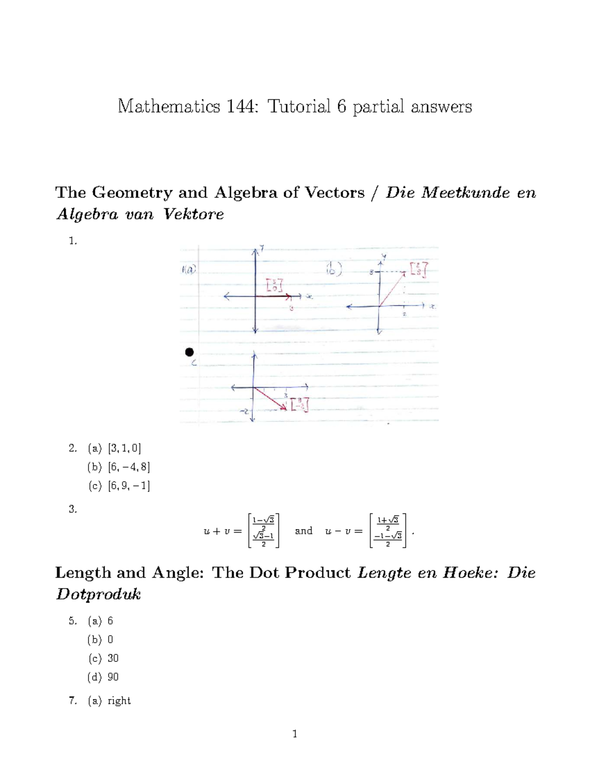 Maths 144 Tutorial 6 partial answers - 144 - Mathematics 144: Tutorial ...